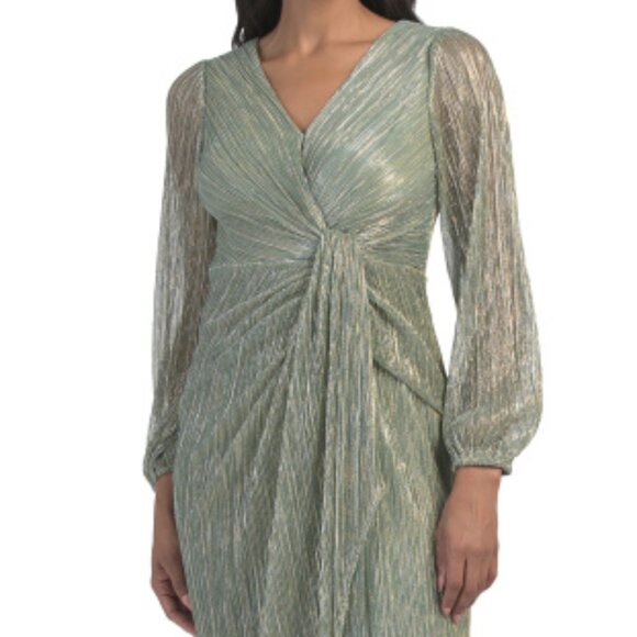 ADRIANNA PAPELL Long Sleeve Twist Front Gown - Picture 7 of 7